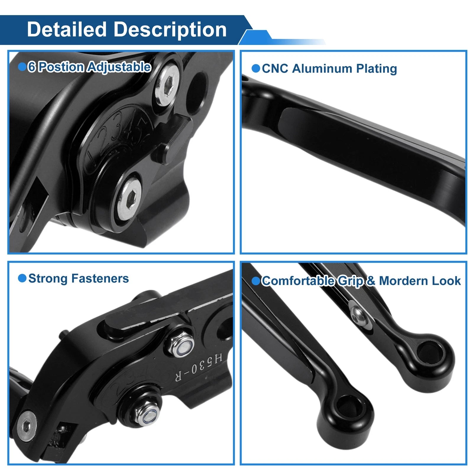 Adjustable Brake Clutch Levers for Yamaha TMAX560 (2019–2020) Solid Black