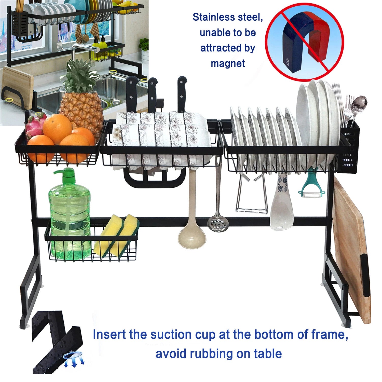 Over The Sink Dish Drying Rack for Kitchen (33")