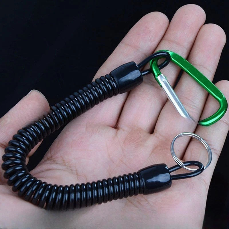 Coiled Fishing Lanyard with Spring Retraction for Rod Security