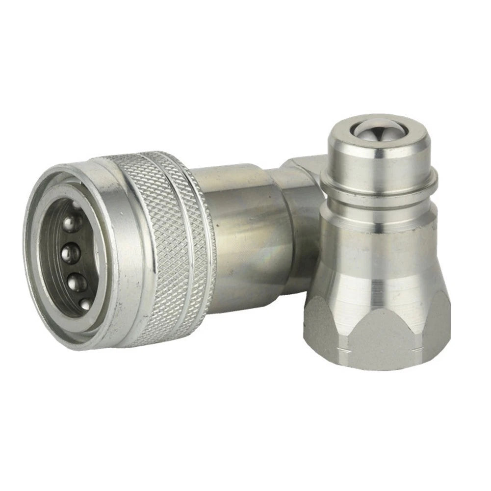 Set of 2 ISO5675 Hydraulic Quick Couplers with Dust Cap for Tractor Applications