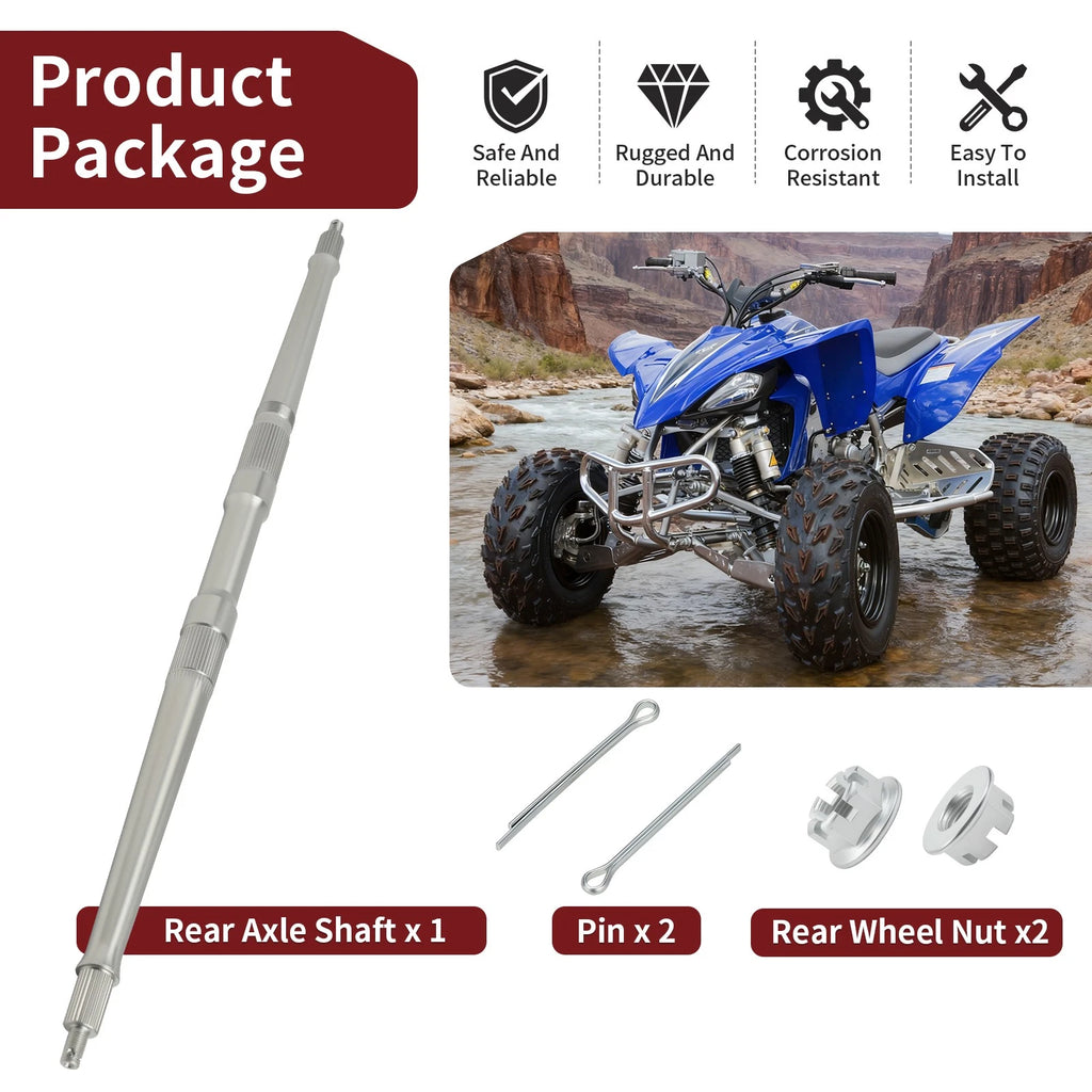 Rear Axle Shaft with Nut Pin for Yamaha YFZ450 (2004–2023) 5TG-25381-00-00 90171-14037-00