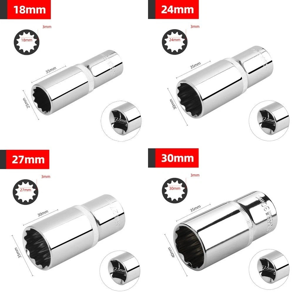 12 Point Socket Adapter 1/2" Drive for Torx Bits and Ratchet Wrenches