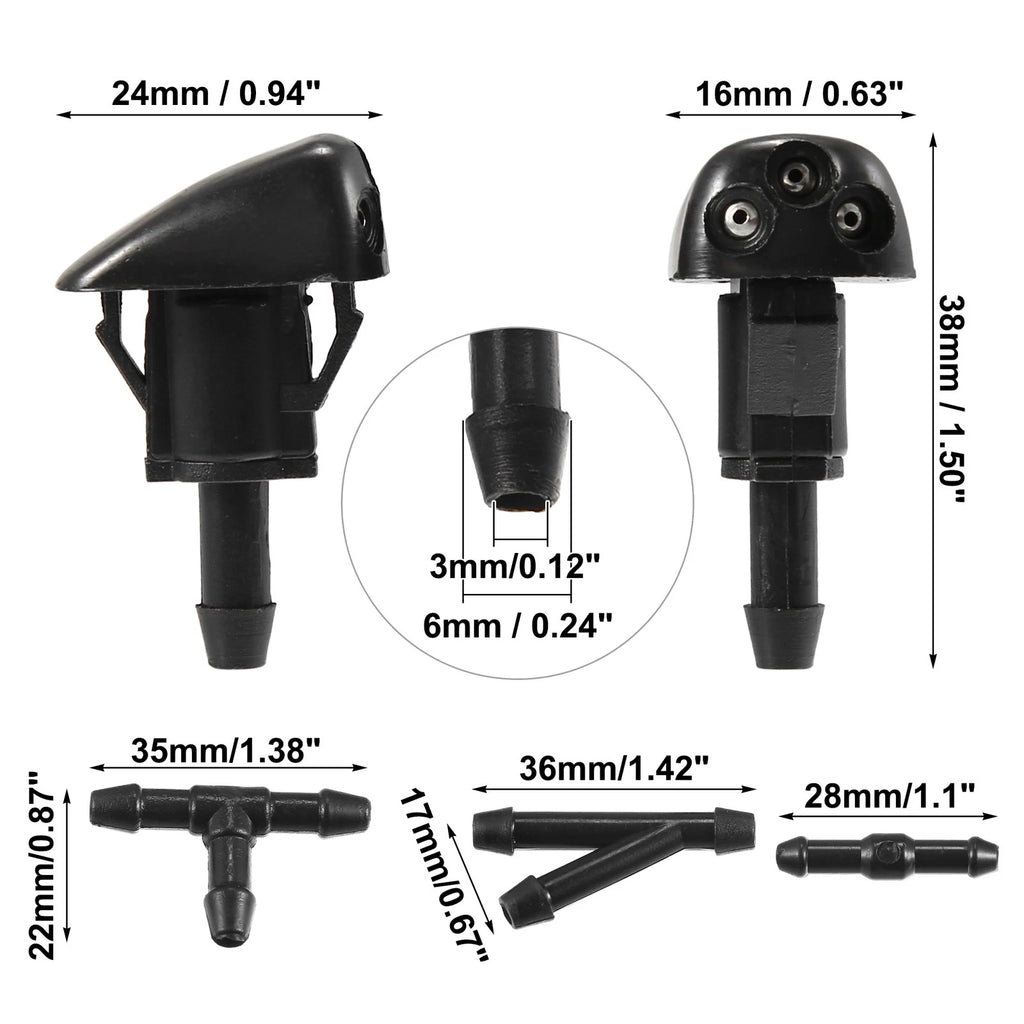 Windshield Washer Nozzle Hose Kit 2 Pieces for Hyundai Kia (2015–2023)