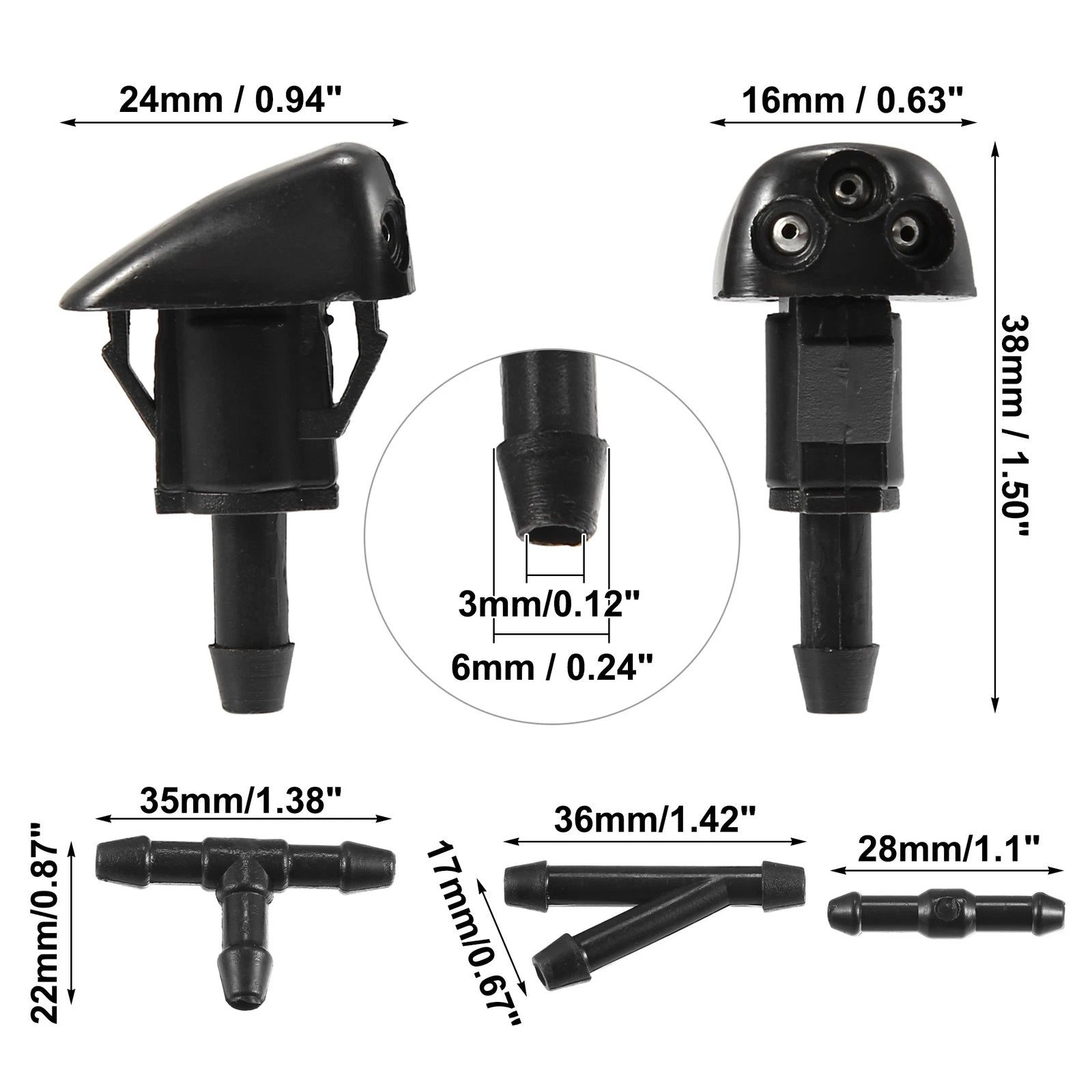 Windshield Washer Nozzle Hose Kit 2 Pieces for Hyundai Kia (2015–2023)