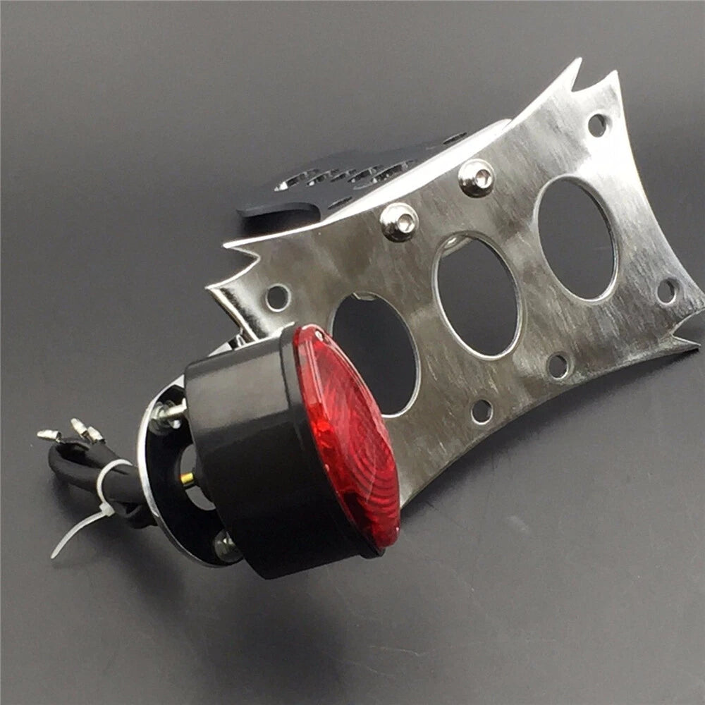 Chrome License Bracket & Black Oval Tail Light for Harley Touring (2014–2023)