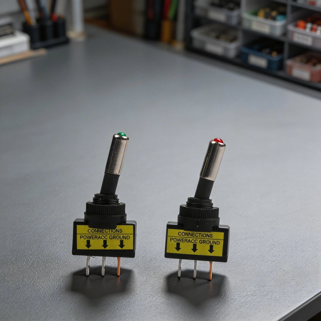 Set of 2 12V 20A Toggle Switch SPST 3Pin 12mm with LED Indicator