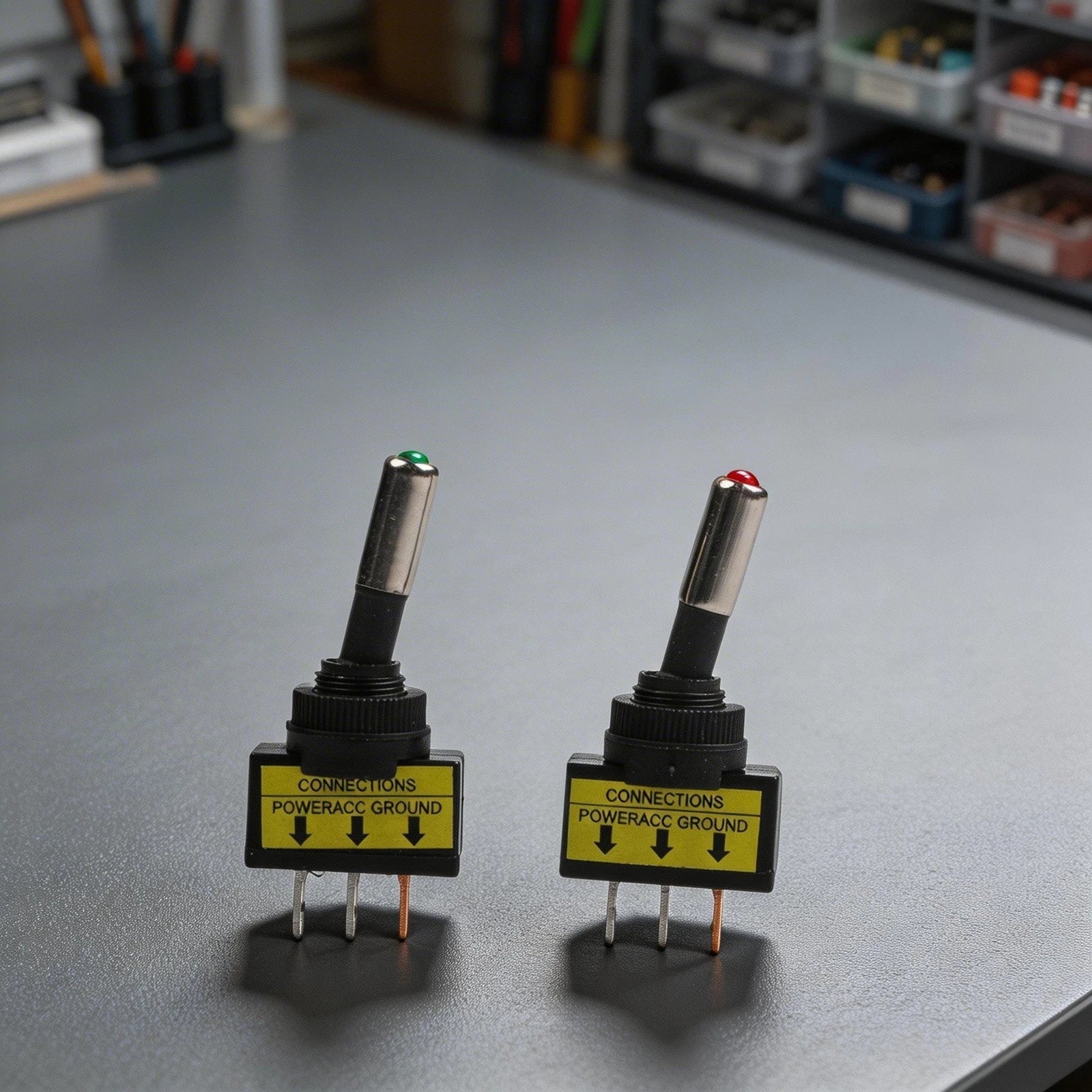 Set of 2 12V 20A Toggle Switch SPST 3Pin 12mm with LED Indicator