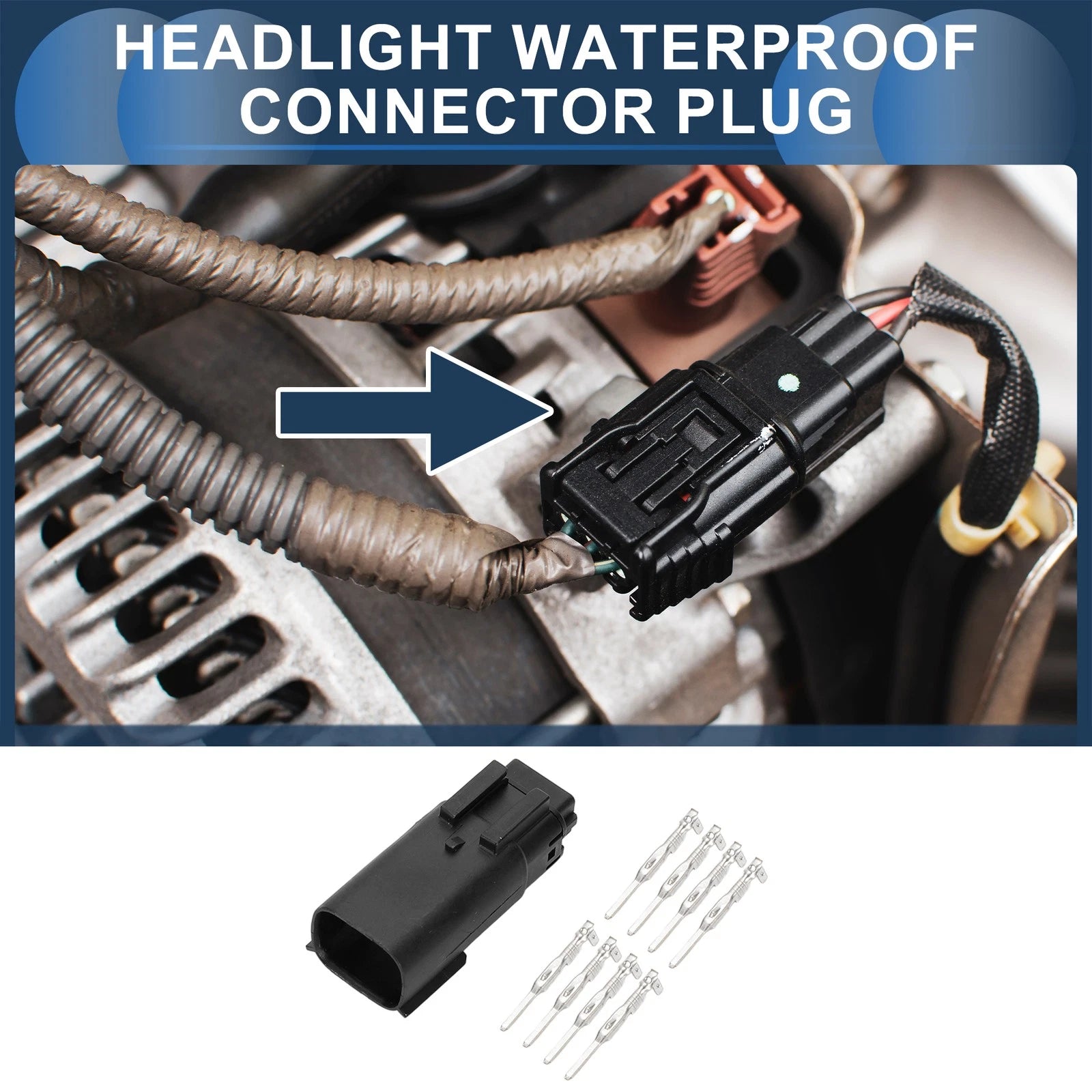 Headlight Waterproof Connector Plug 8 Pin for Ford Buick (1 Set)