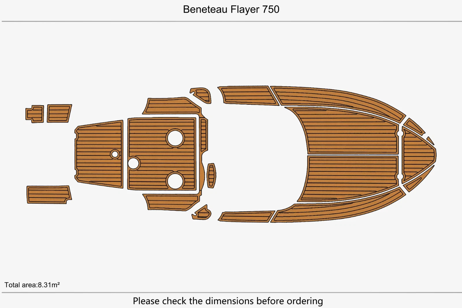 EVA Foam Teak Deck Flooring Mat for Beneteau Flayer 750