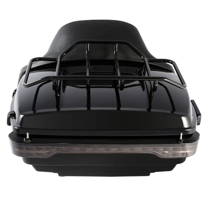 King Trunk Backrest Luggage Mount Rack LED Light for Harley Touring (2014–2026)
