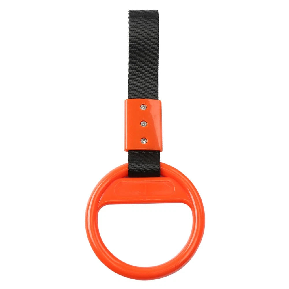 Round Ring Handle Strap for Train Bus (PVC Plastic, Black/Orange)