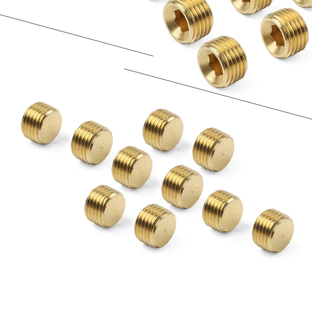 10pcs Brass Pipe Fitting Hex Counter Sunk Plug 1/4 Inch G Male Adapter