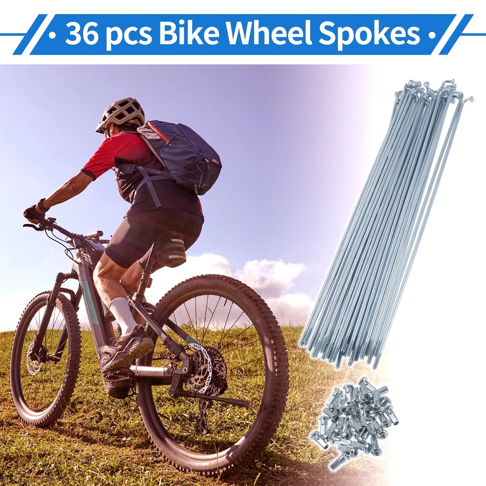 Bicycle Spokes Nipple Set 200mm Carbon Steel Galvanized Universal (200mm)