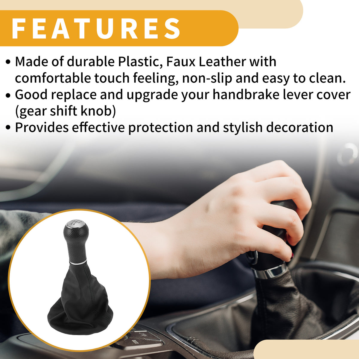 5 Speed Gear Shifter Knob with Cover Replacement for Volkswagen Polo (1996–2001)