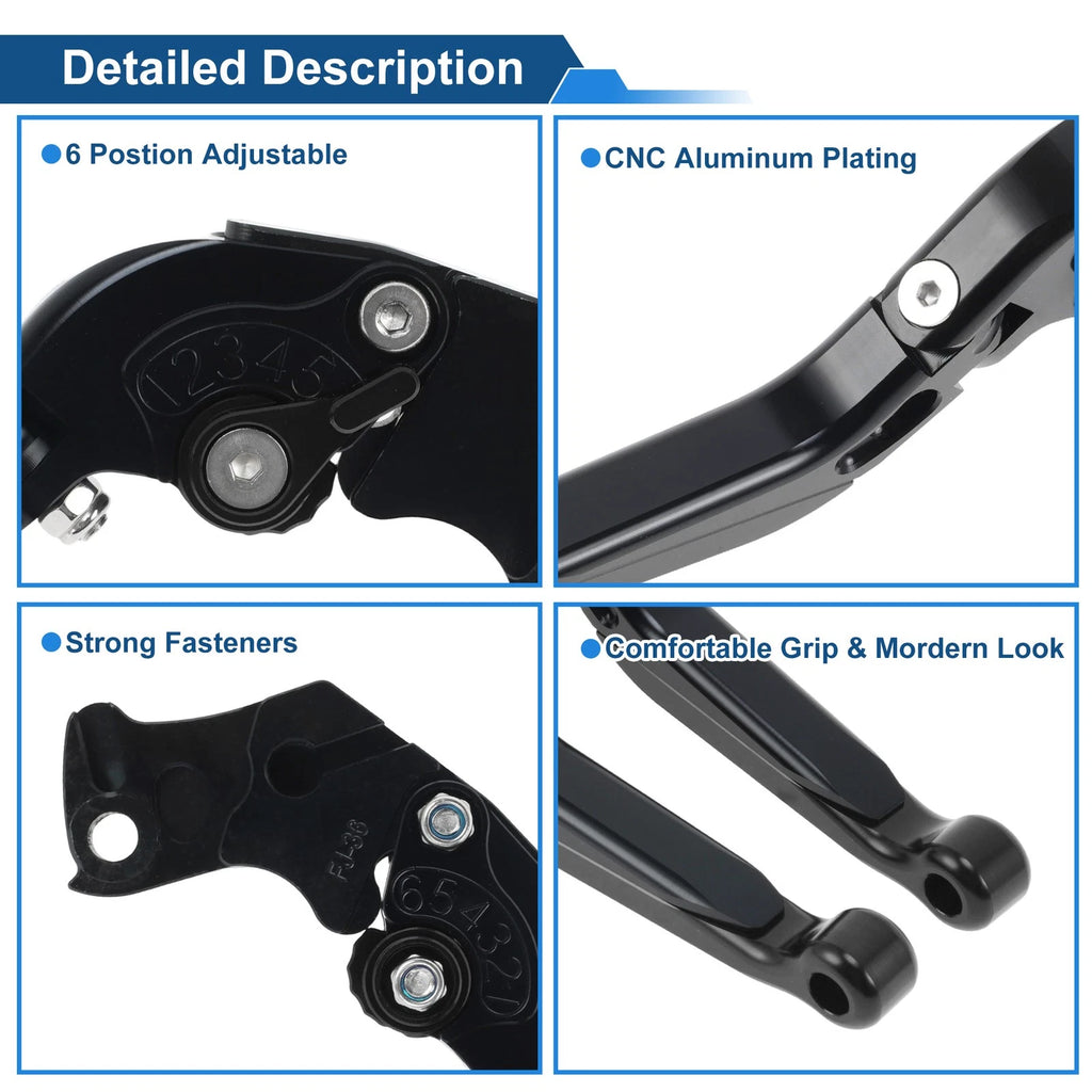 Short/Long Brake Clutch Levers for KTM 390 Duke (2019–2023) - Solid Black