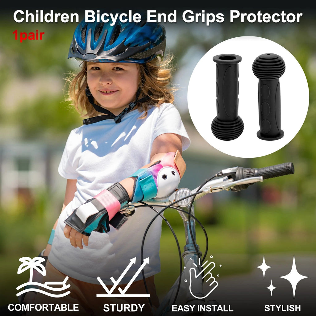 Child Bike Handlebar Grip Covers 110mm Soft MTB End Grips Pair Black (1 Pair)