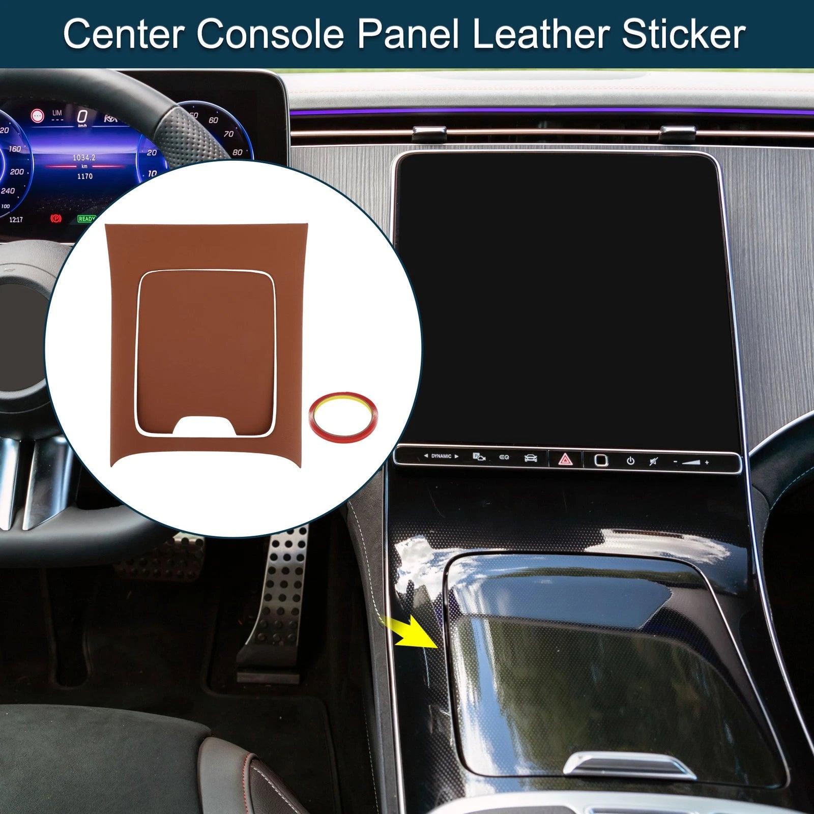 Center Console Panel Sticker for Mercedes-Benz EQE350 2022–2024 Brown 1 Set