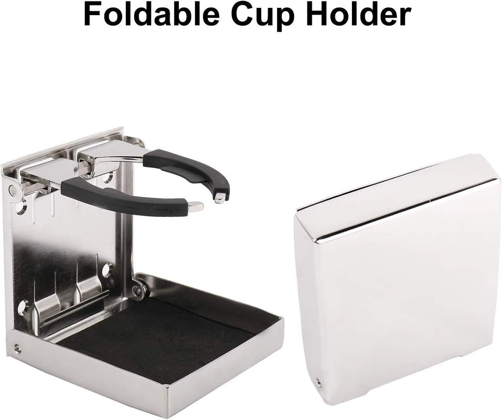 Set of 4 Adjustable Stainless Steel Folding Drink Cup Holders for Boat RV