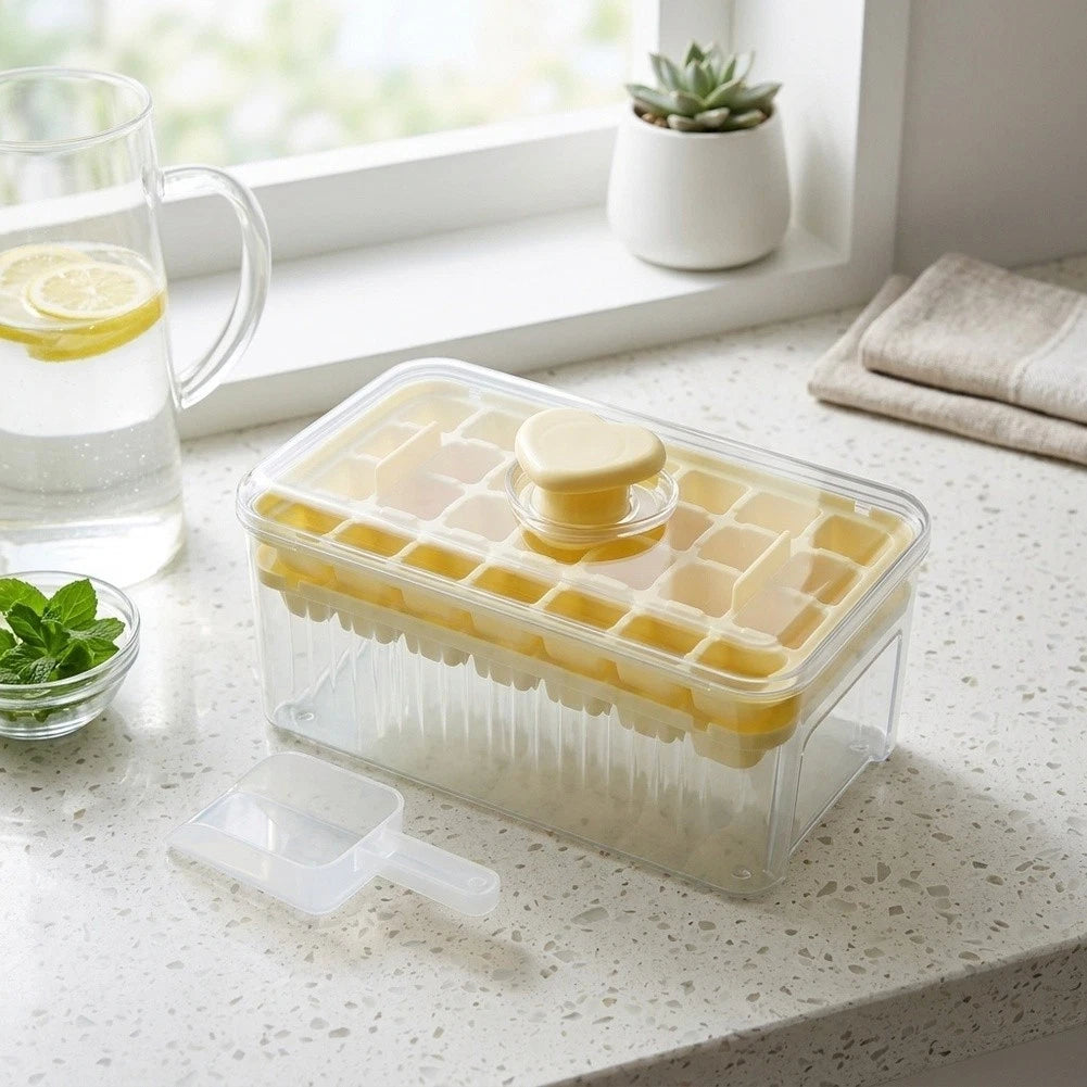 Set of 2 Ice Cube Trays for Cocktails and Drinks (Stackable, Airtight Lid)