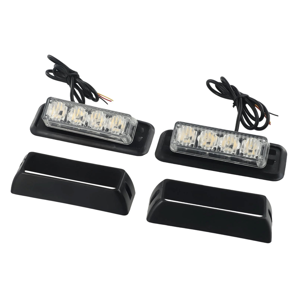 2X 12-24V 4 LED Orange Amber Strobe Light Lamp for Recovery Vehicles