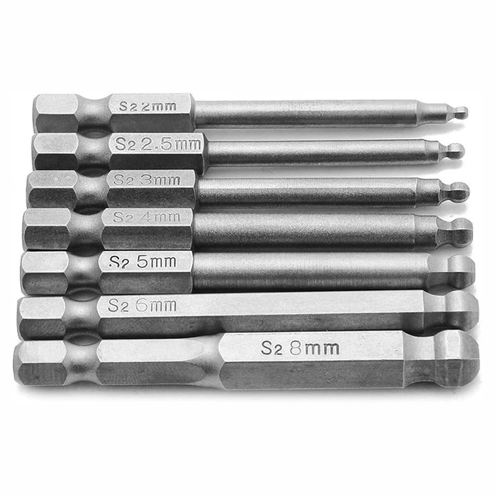 Hex Ball Head Screwdriver Bits for Drill Tools (Set of 6)