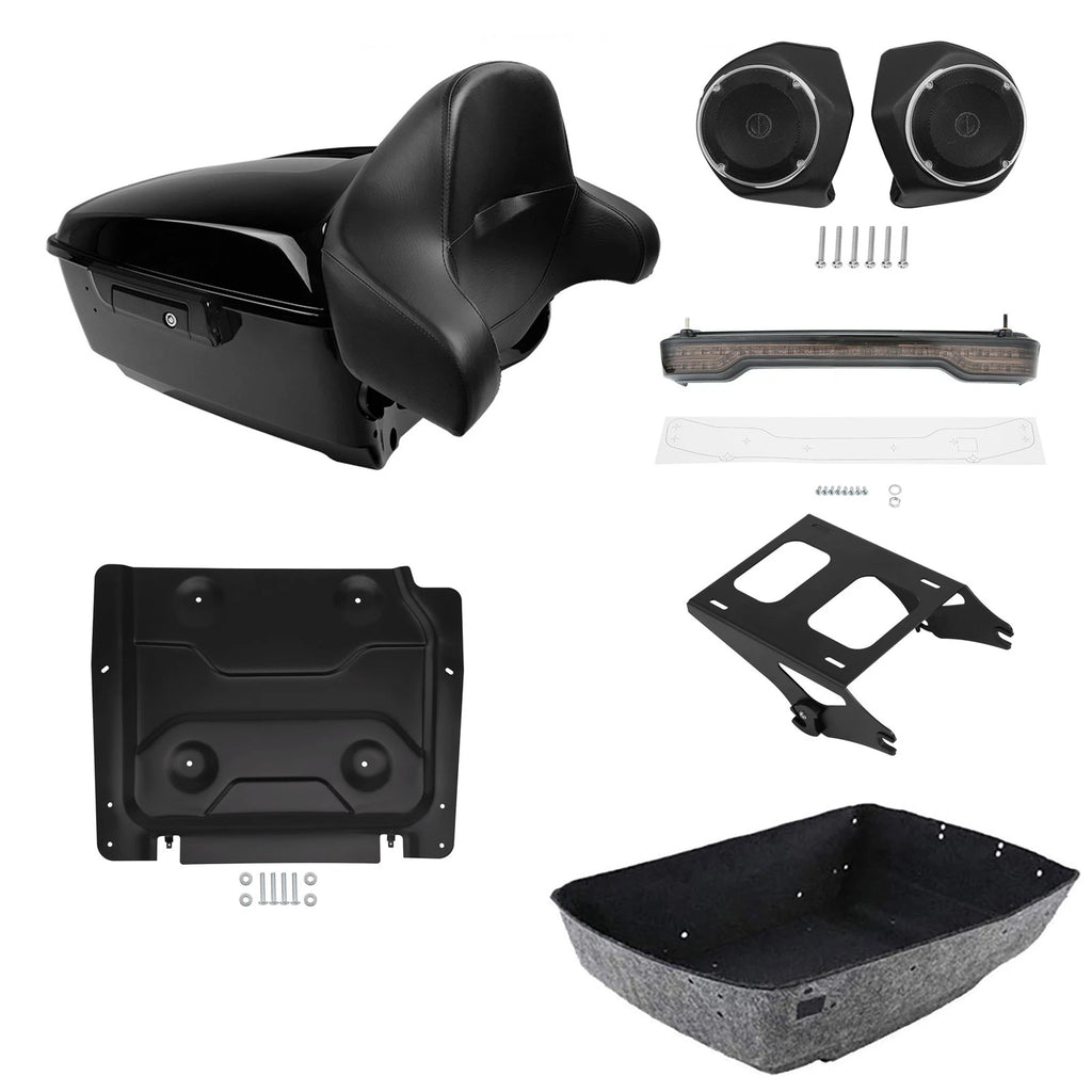 Trunk Backrest Mount Light Speakers Plate for Harley Touring (2014–2026)