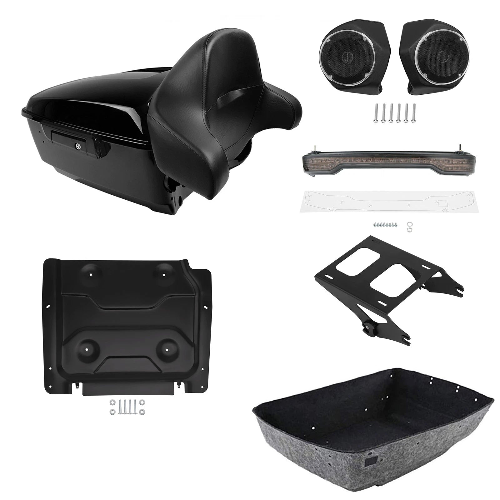 Trunk Backrest Mount Light Speakers Plate for Harley Touring (2014–2026)