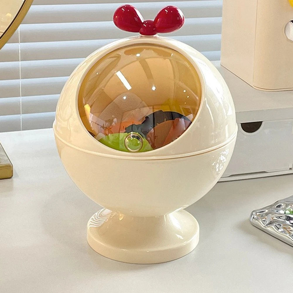 Clear Roll Top Lid Spherical Candy Bowl Kitchen Food Storage Container