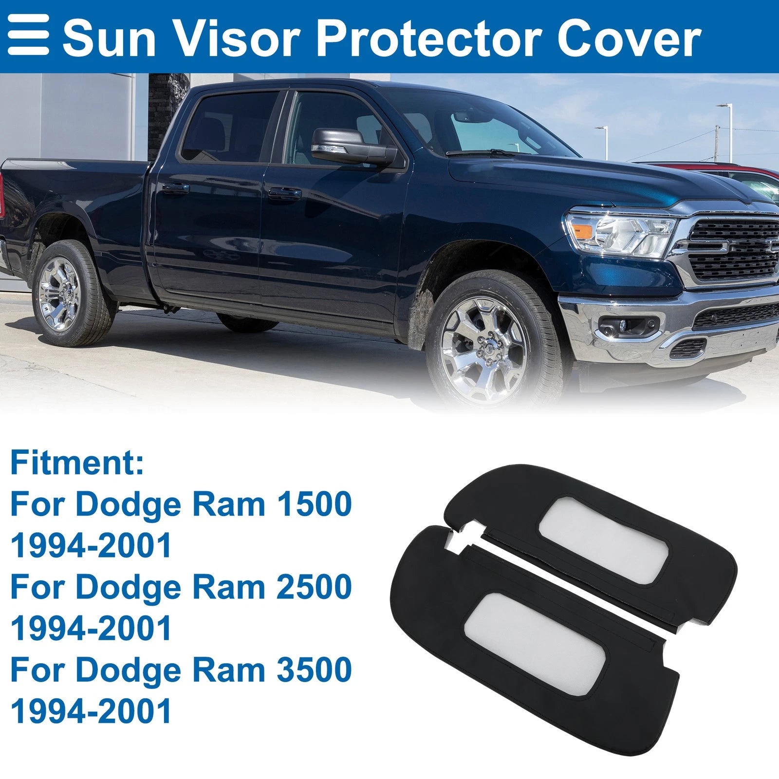 Sun Visor Cover Replacement for Dodge Ram 1500 (1994–2001) Left Right Black