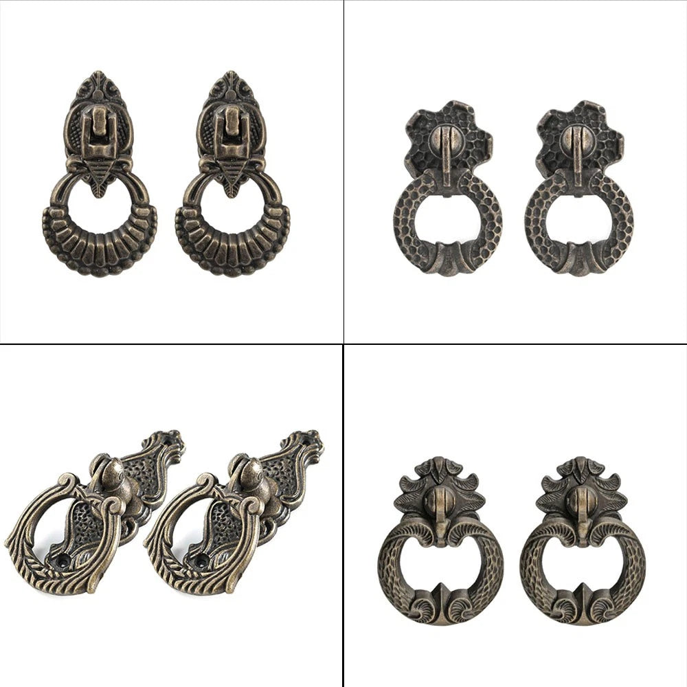 Set of 5 Door Drop Ring Pull Handles for Cabinet Drawer Hardware