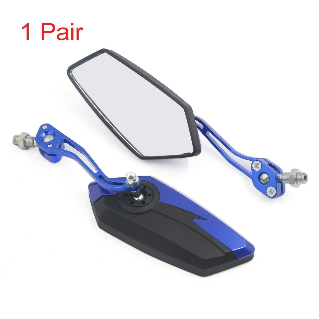 Universal 360 Degree Rotatable Motorcycle Mirror for Blue Black Bike (10mm)