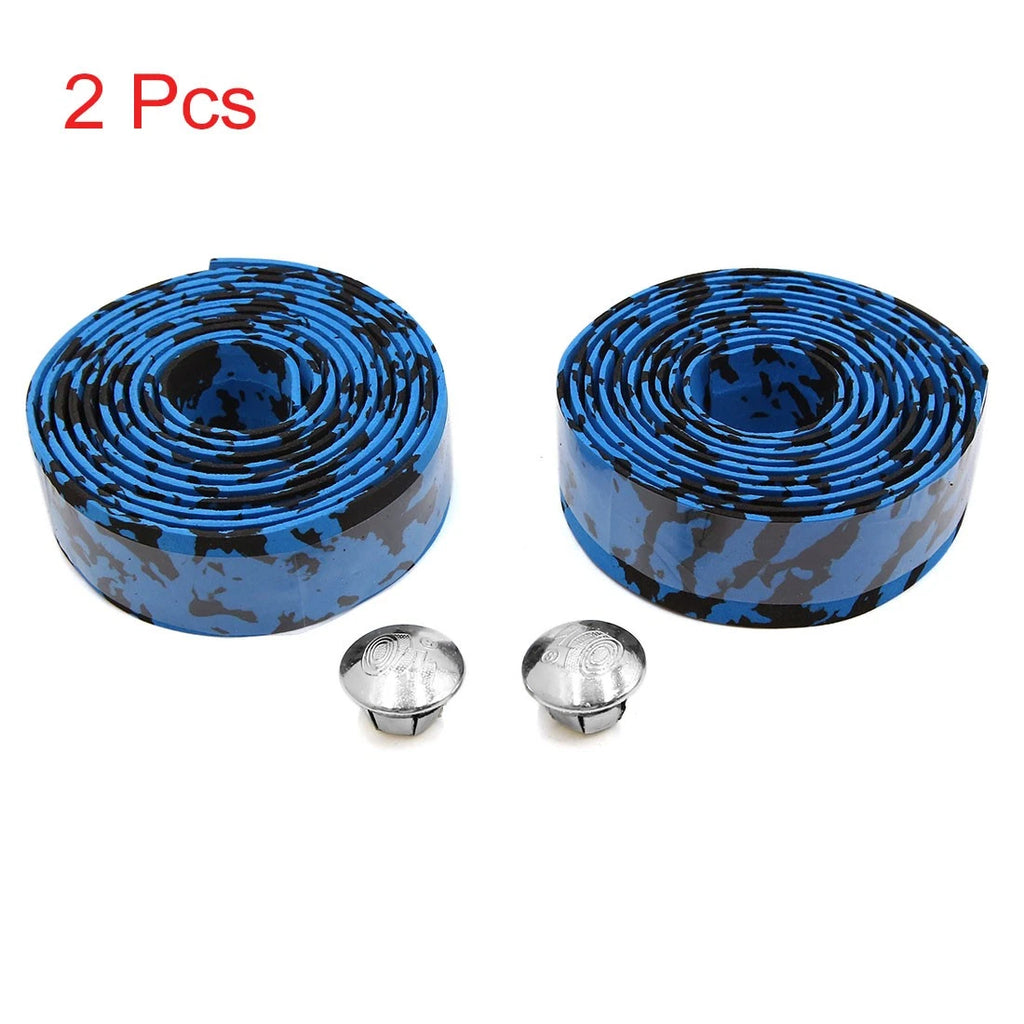 Handlebar Grip Tape Wrap Design Replacement for Bike Blue Black (2 Pcs)