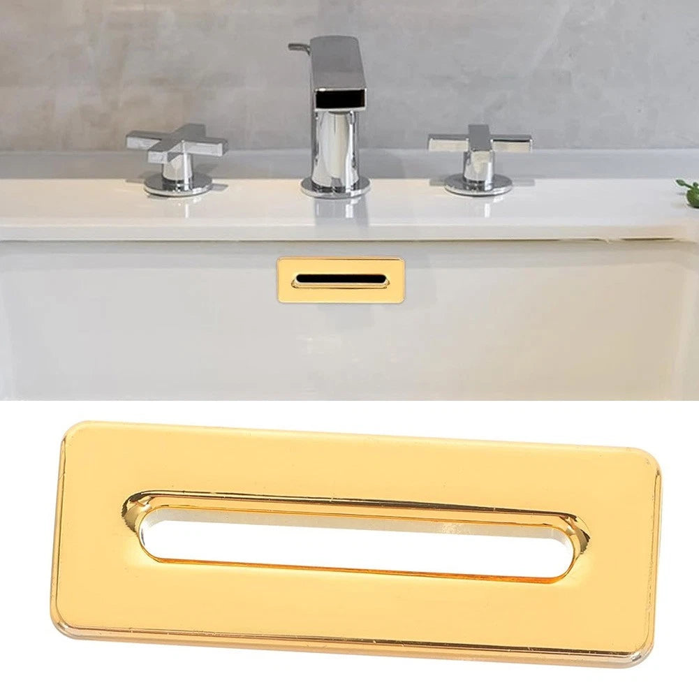 Gold Brass Overflow Cover for Rectangular Basin Sink Water Control