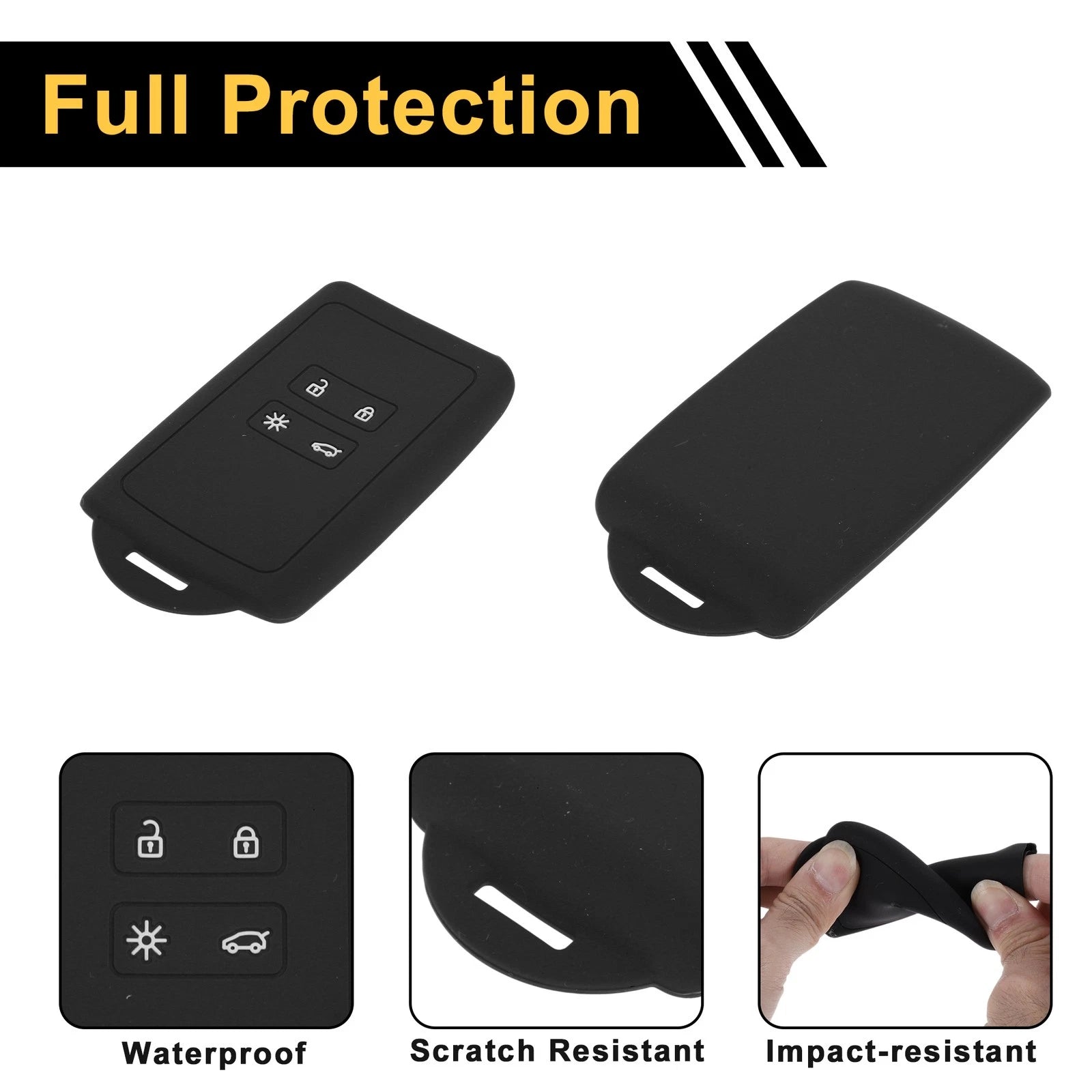 Black TPU Car Key Case for Renault Clio (2012–2019)