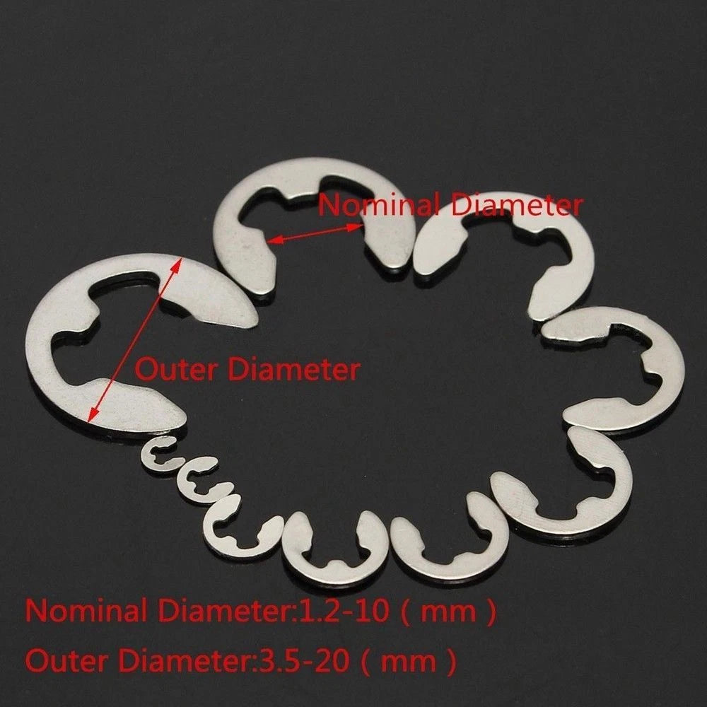 120Pcs E-Clip Retaining Circlip Assortment Kit 1.5mm to 10mm