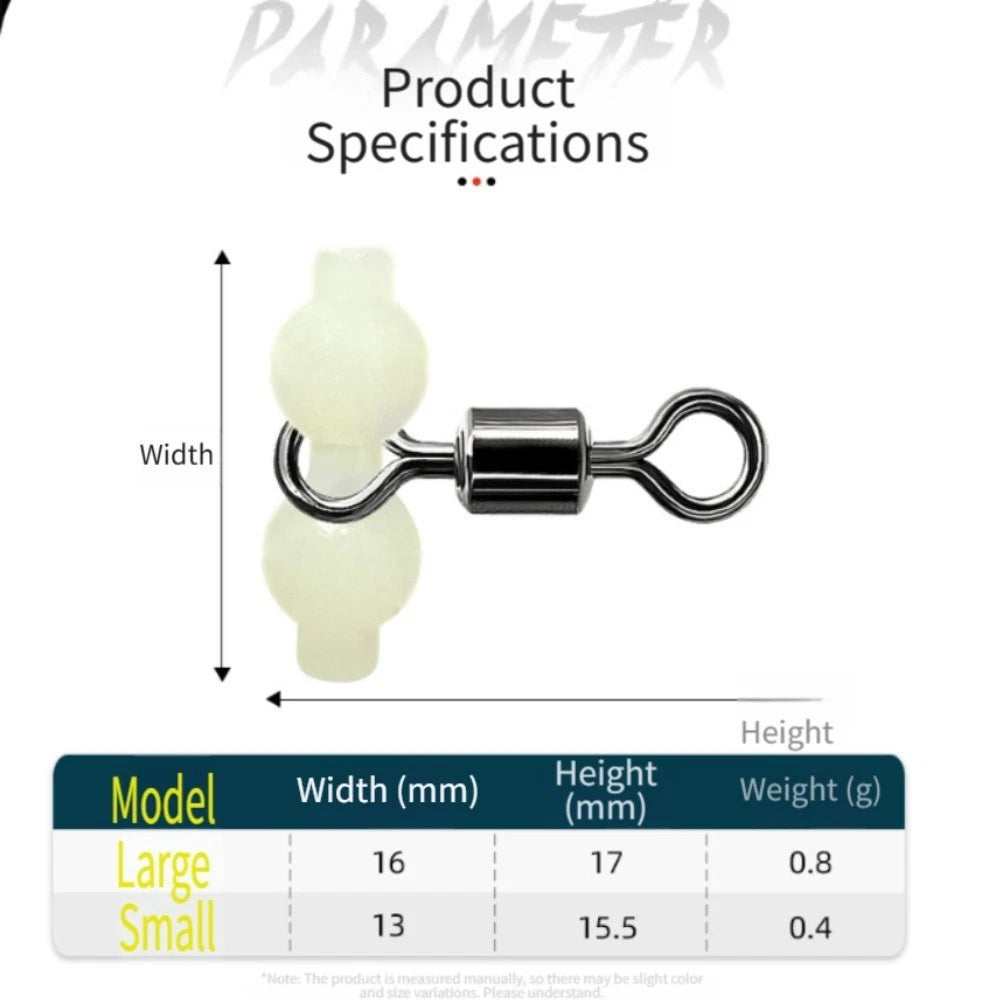 Fishing Swivel with Glow Beads and Split Ring for Universal Use