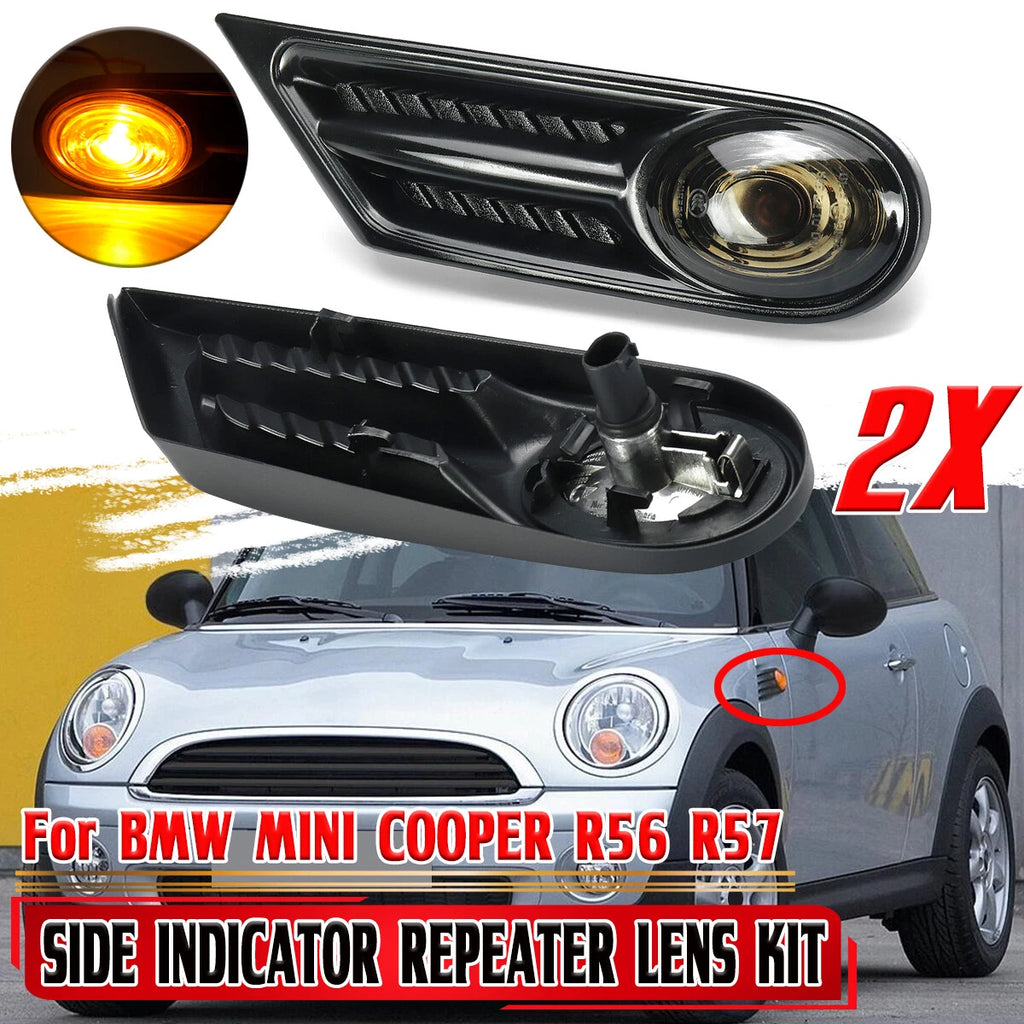 2X Amber Side Indicator Repeater Light for BMW Mini Cooper R56 R57 (2007–2013)