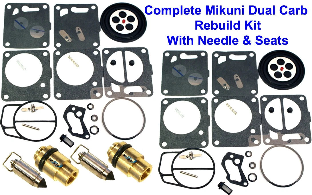 Dual Mikuni Carburetor Rebuild Kit & Needle/Seat for SeaDoo Sportster 1800 (1998–1999)