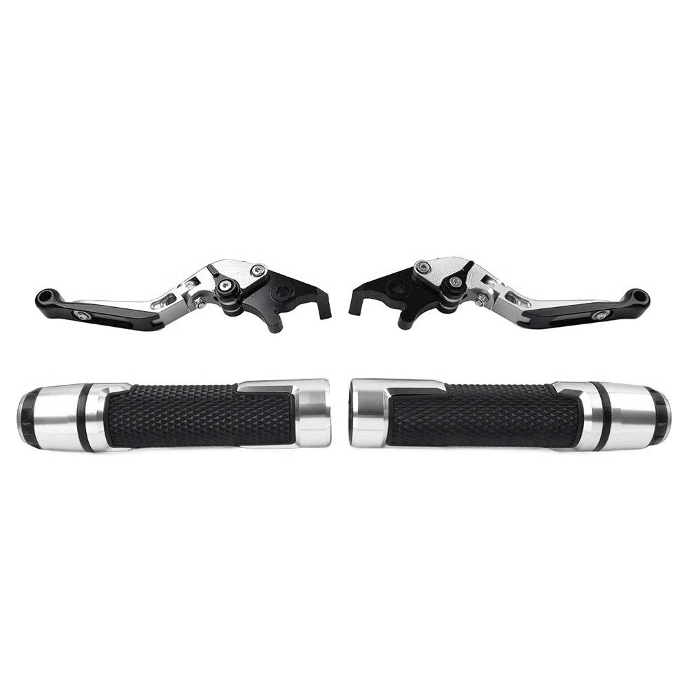 Silver Extendable Brake Clutch Levers Handlebar Grips Sets For Suzuki GSXR150
