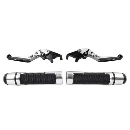 Silver Extendable Brake Clutch Levers Handlebar Grips Sets For Suzuki GSXR150