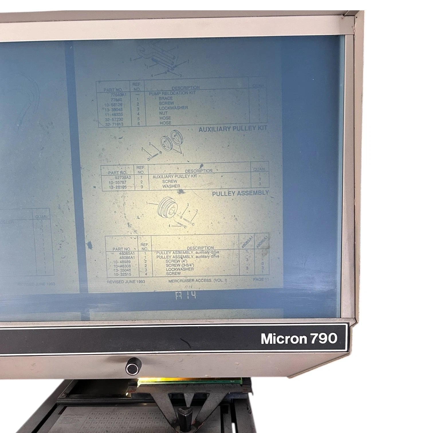 Micron 790 Microfiche Reader Projector for Vintage Models (Tested)