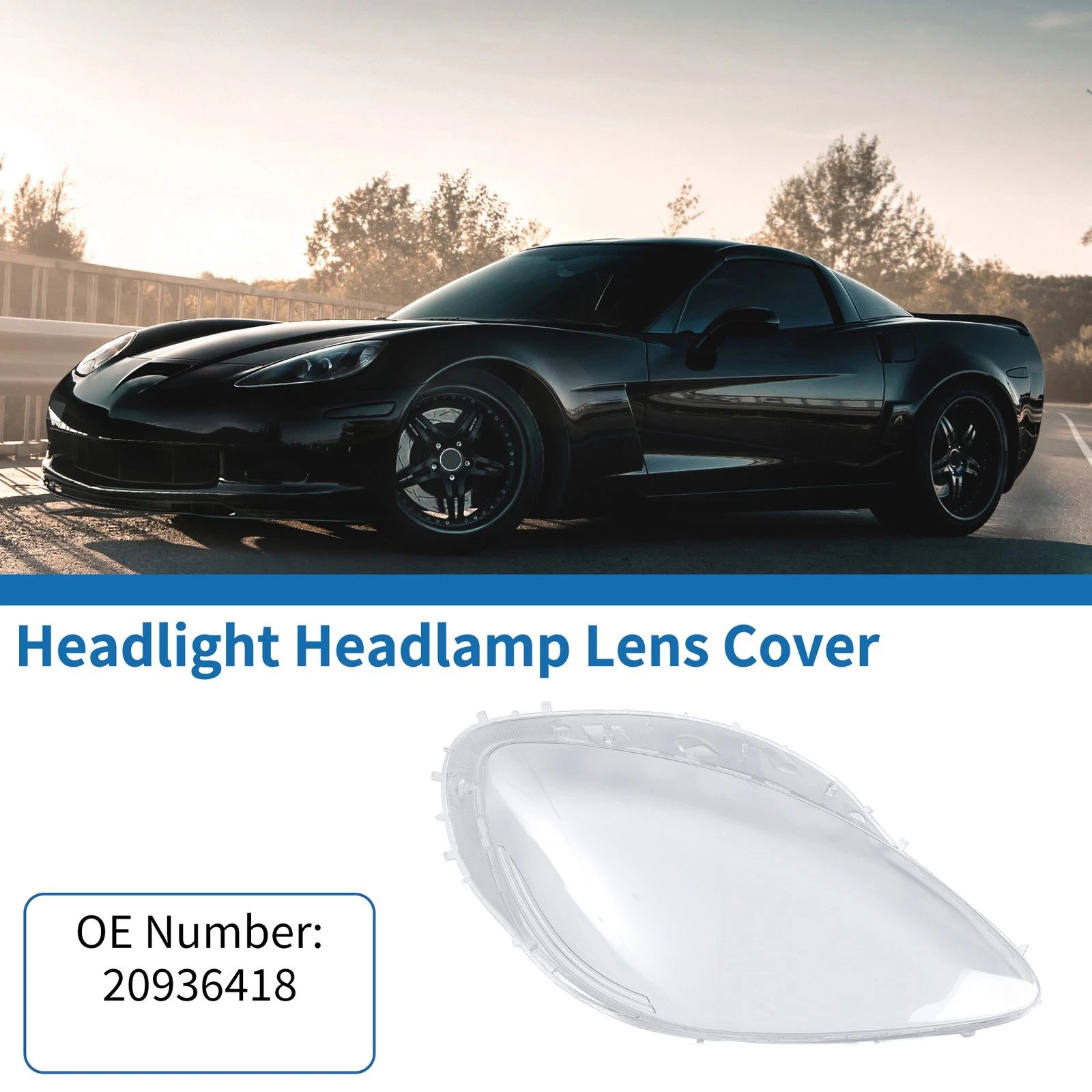 1 Pc Front Right Headlight Lens Cover Replacement for Chevy Corvette C6 (2005–2013)