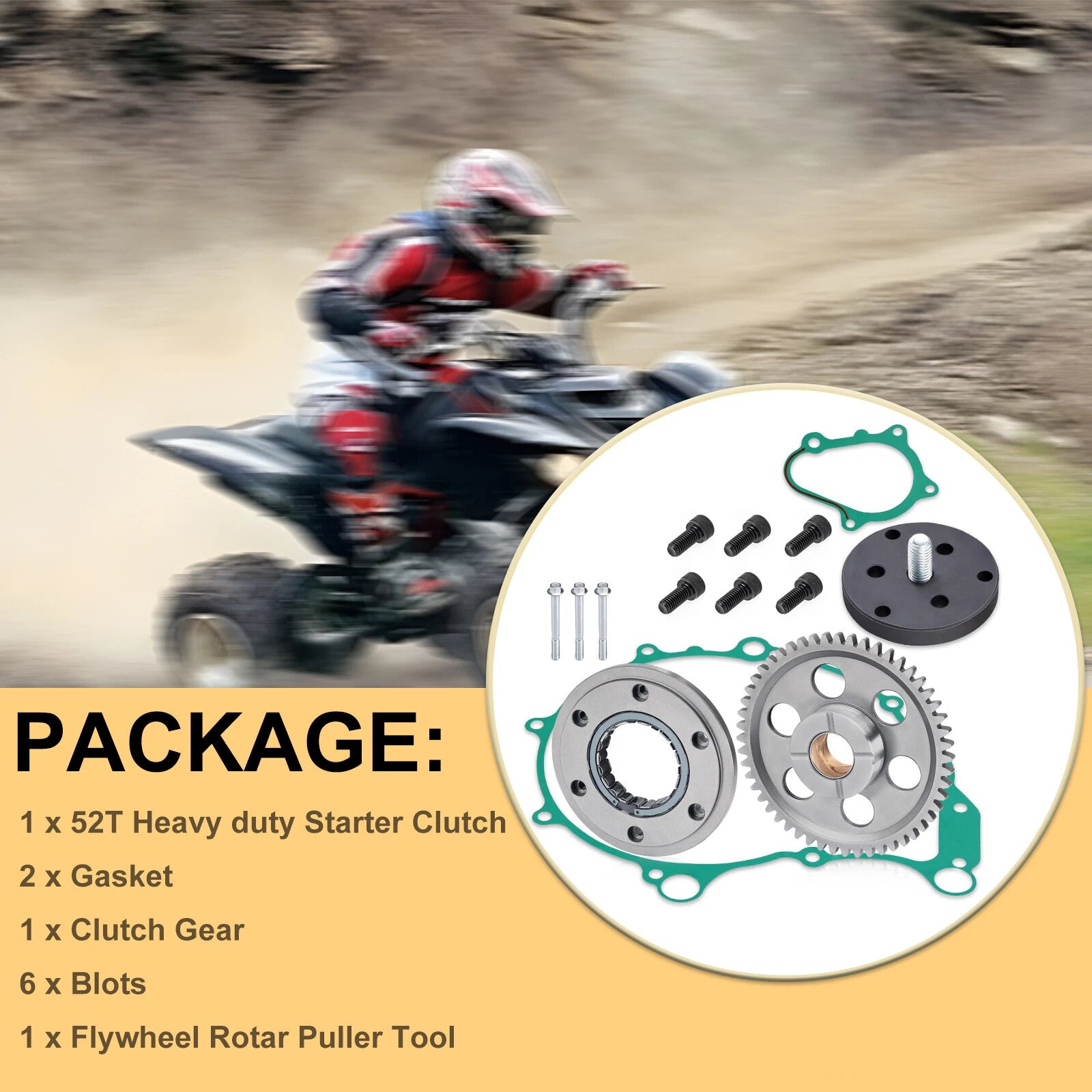Starter Clutch Gear One Way Bearing Kit for Yamaha YFM660R Raptor (2001–2005)