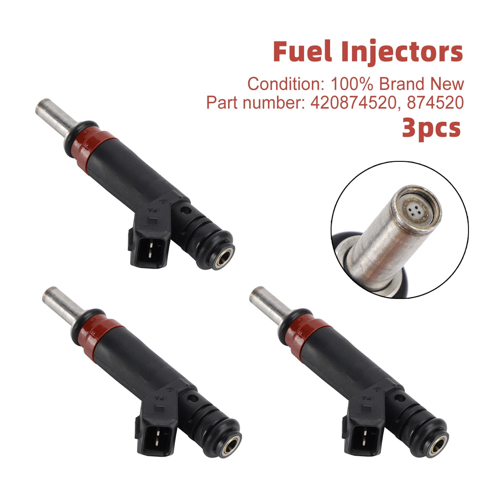 3X Fuel Injectors 420874520 for Sea-Doo GTX 4 TEC GTX 215 GTX RXP (2003–2008)