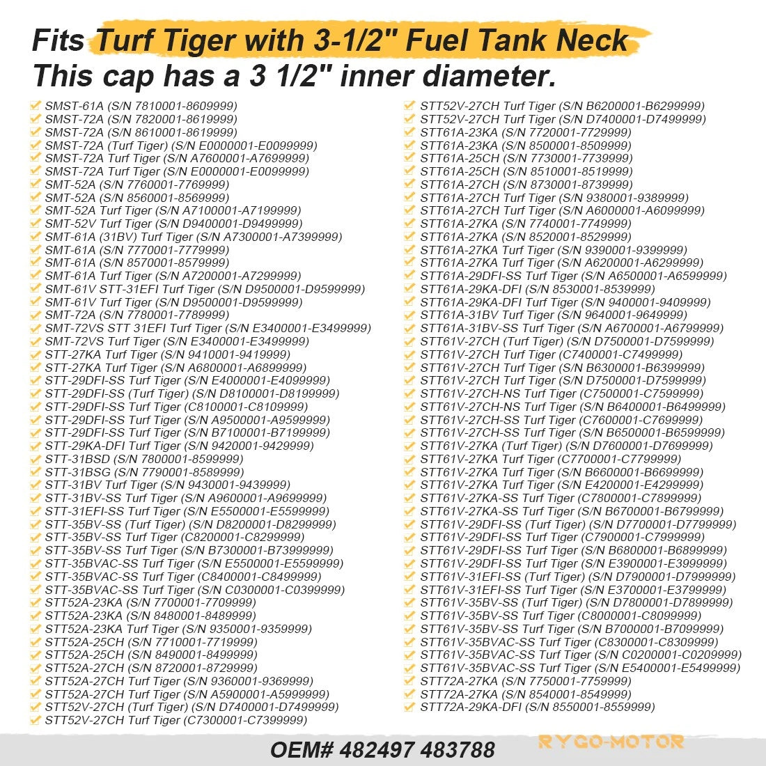 Gas Cap Gauge for Scag Turf Tiger (482497, 483788)