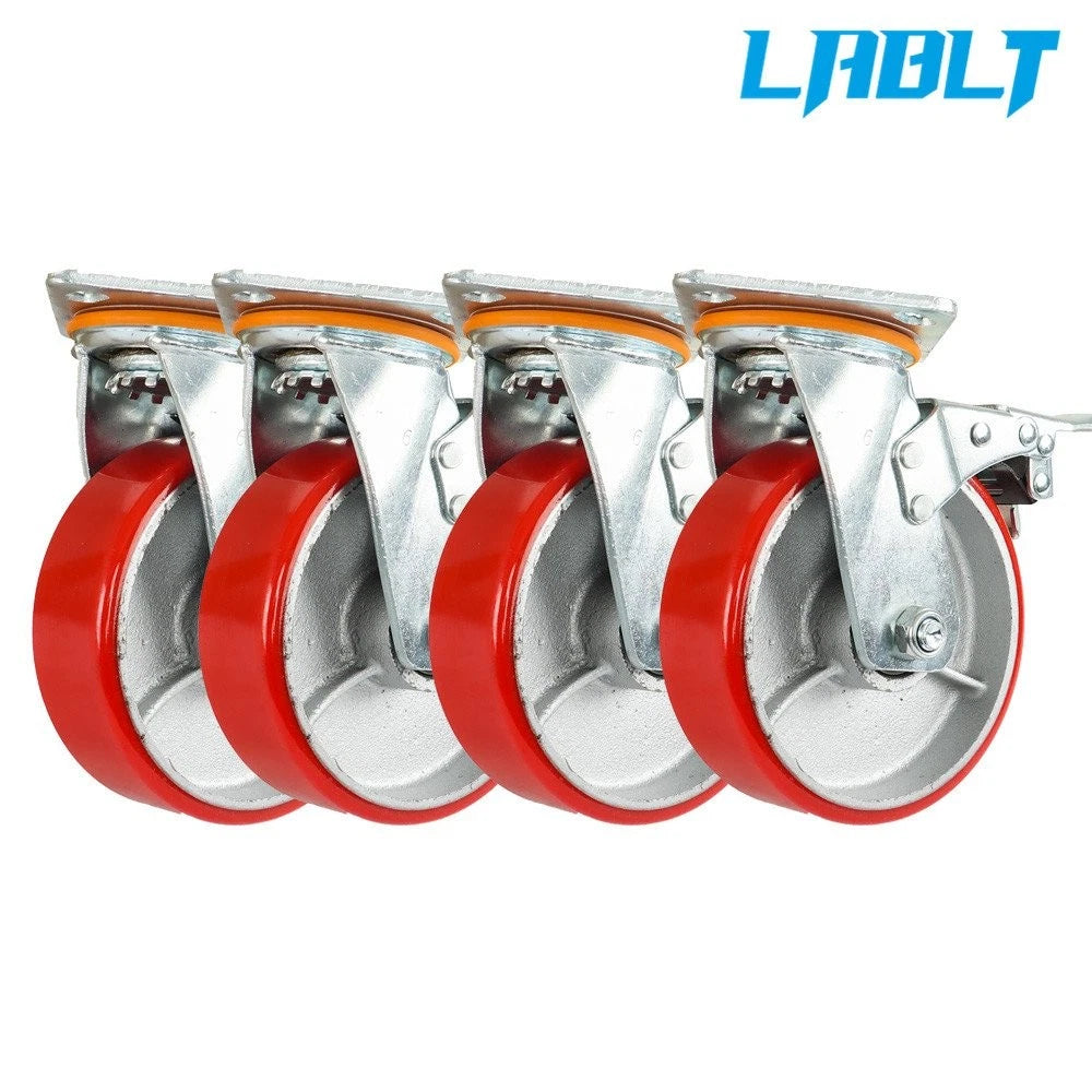 Set of 4 Heavy Duty 6" Metal Caster Wheels Swivel & Lock