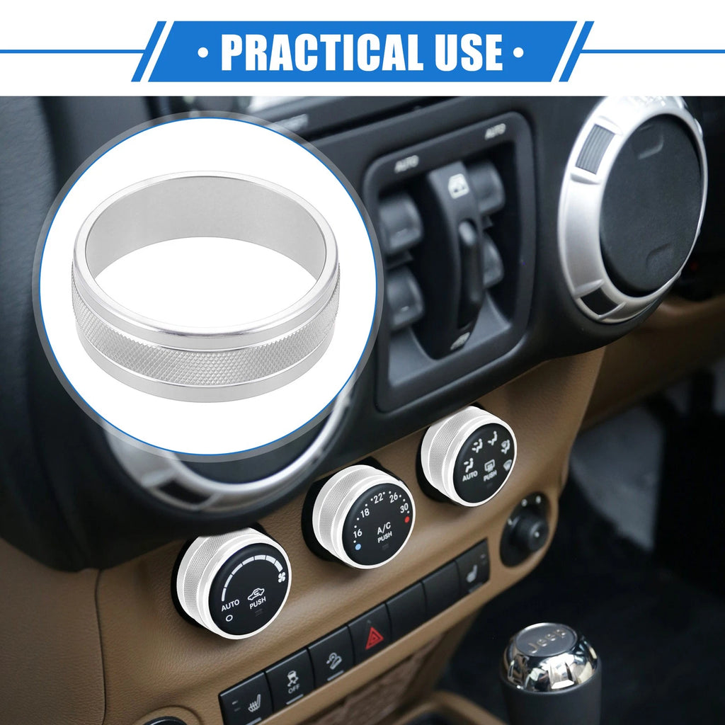 3PCS AC Switch Knob Cover Ring for Jeep Wrangler JK JKU (2011–2018)