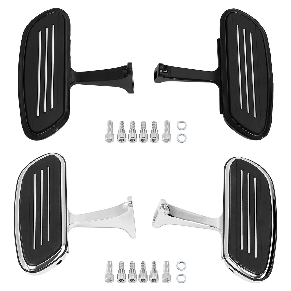 Black/Chrome Passenger Floorboard for Harley Glide (1993–2025)