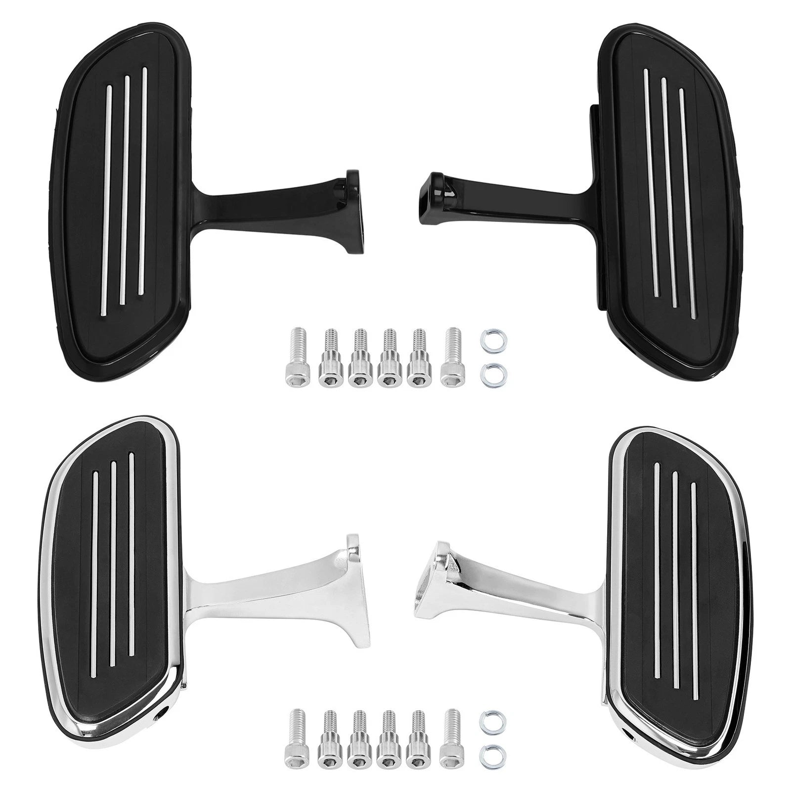 Black/Chrome Passenger Floorboard for Harley Glide (1993–2025)