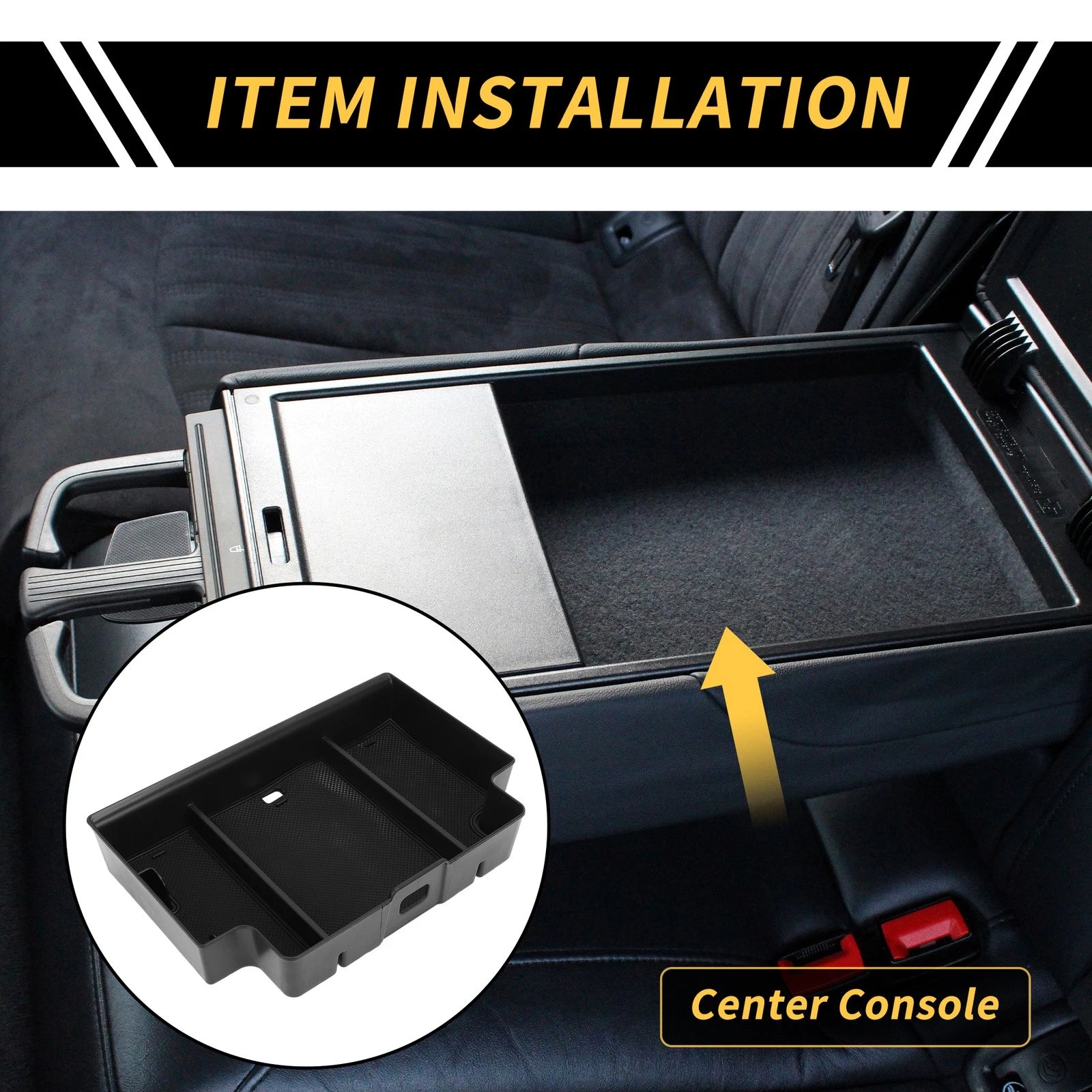 Center Console Organizer Tray Replacement for Chevy Silverado 1500 Black